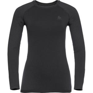196191-60212-dames-t-shirt-l-s-odlo-performance-warm-ec-zwart-grijs