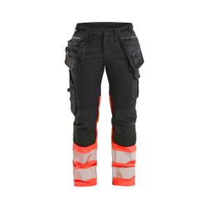 703011499955-7030-werkbroek-met-hoge-zichtbaarheid-en-stretch-voor-dames-blaklader-zwart-rood-fluorescerend