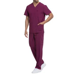 dke645-wine-t-shirt-met-v-hals-dickies-medical-rood