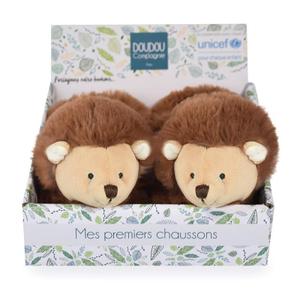dc3998-pantoffels-met-rammelaar-doudou-compagnie-unicef-herisson-bruine-0-6-maanden