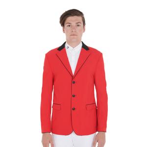 et06101-red-black-wedstrijdjasje-met-drie-knopen-equestro-rood-zwart