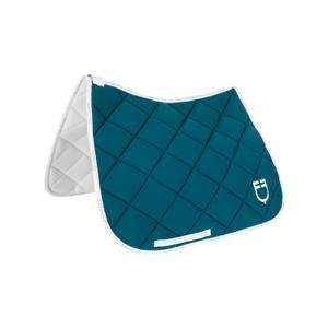 eth09022l-petrol-white-dressuurtapijt-voor-paard-van-technische-stof-met-logo-equestro-petrol-white