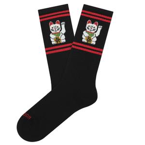 jl0108-black-sokken-jimmy-lion-athletic-lucky-cat-zwart