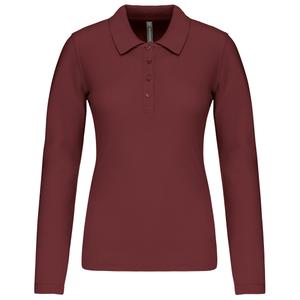 k257-wine-polo-dames-met-lange-mouwen-kariban-pique-wijnrood