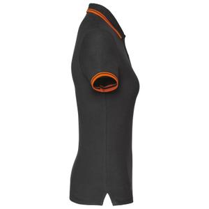 k273-darkgrey-orange-gestreepte-polo-voor-dames-kariban-donkergrijs-oranje