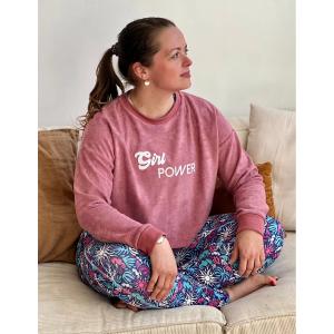 sweatepo-dames-sweatshirt-les-poulettes-fitness-eponge-girl-power-rozenhout