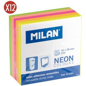291037-blocnote-met-250-4-kleuren-fluor-stickers-milan-x12-veelkleurig-5x5-cm