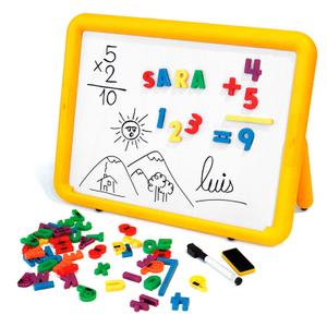 8413082979287-2-zijdig-metalen-bord-miniland-super-board-geel-wit-47x36-cm
