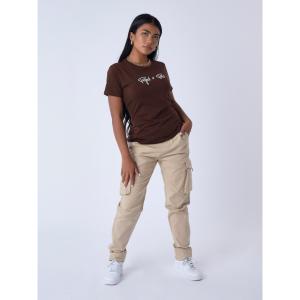 f221121-mr-dames-t-shirt-met-geborduurd-logo-project-x-paris-basic-bruine