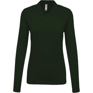 k257-kellygreen-polo-dames-met-lange-mouwen-kariban-pique-donkergroen