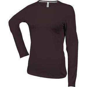 k383-chocolate-dames-t-shirt-met-lange-mouwen-kariban-col-rond-chocolade