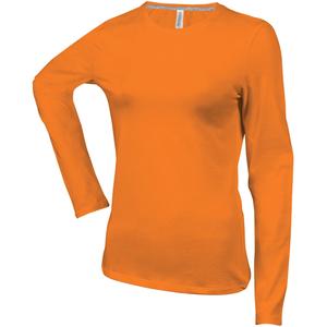 k383-orange-dames-t-shirt-met-lange-mouwen-kariban-col-rond-oranje