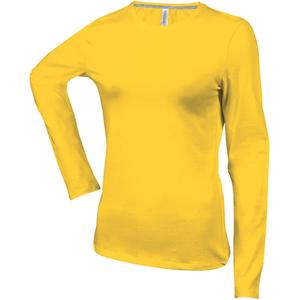 k383-yellow-dames-t-shirt-met-lange-mouwen-kariban-col-rond-geel